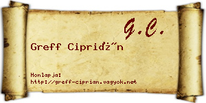 Greff Ciprián névjegykártya
